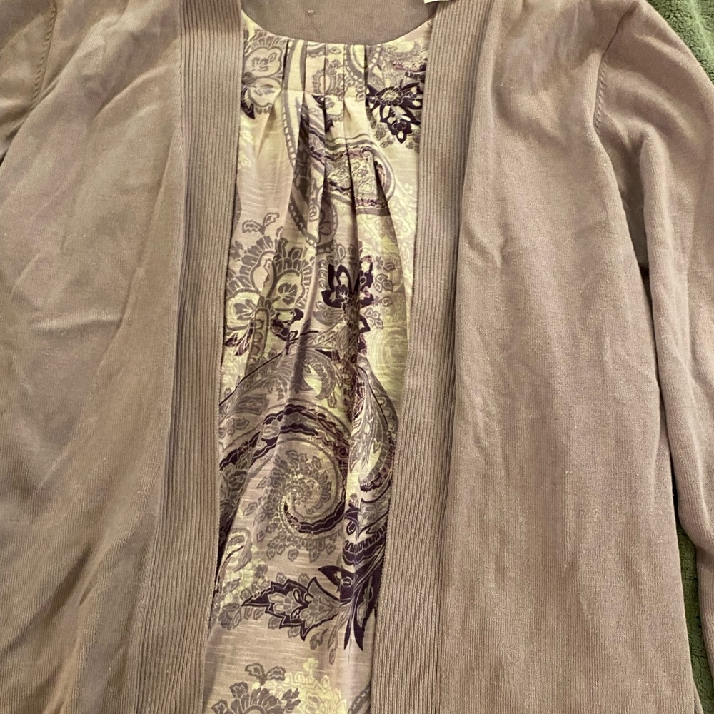 purple women’s size medium Alfred Dunner cardigan with built in top